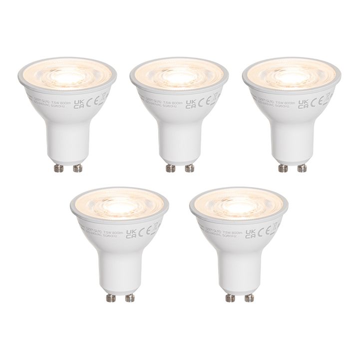 qazqa Set van 5 GU10 50mm LED lampen helder 7.5W 800 lm 3000K
