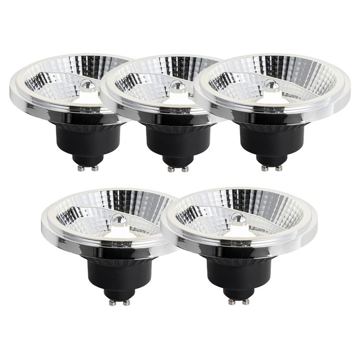 qazqa Set van 5 GU10 dimbare LED lamp 111mm 10 5W 770 lm 4000K