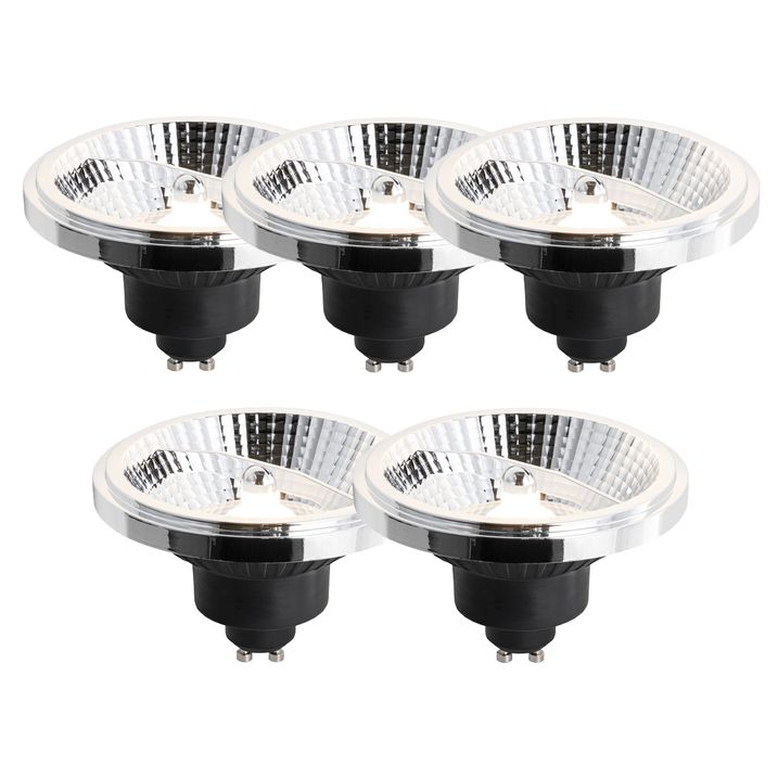 qazqa Set van 5 GU10 dimbare LED lamp 111mm 10 5W 770 lm 3000K