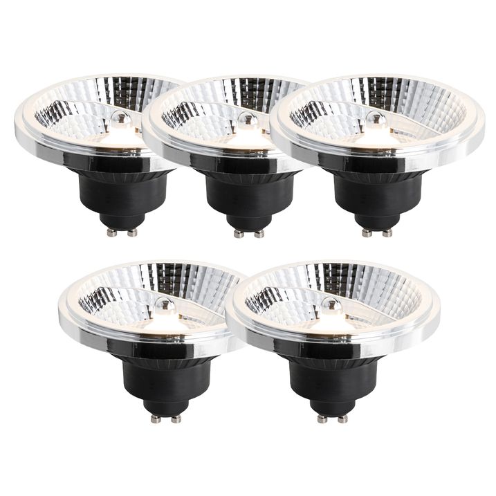 qazqa Set van 5 GU10 dimbare LED lamp 111mm 10 5W 770 lm 2700K