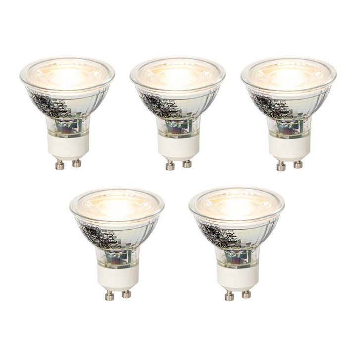 qazqa Set van 5 GU10 dimbare LED lamp 4W 300 lm 2700K