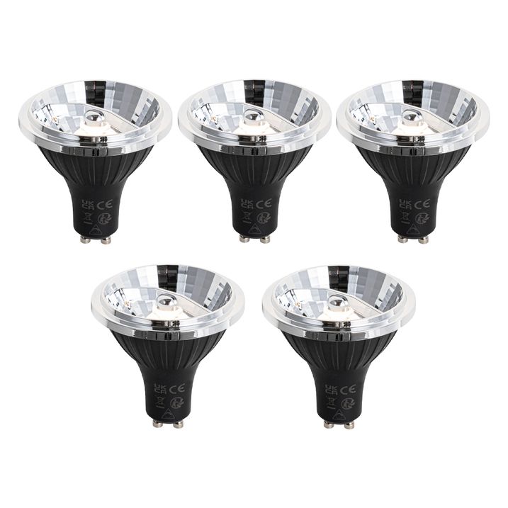 qazqa Set van 5 GU10 dimbare LED lamp 70mm 6.5W 600 lm 2700K