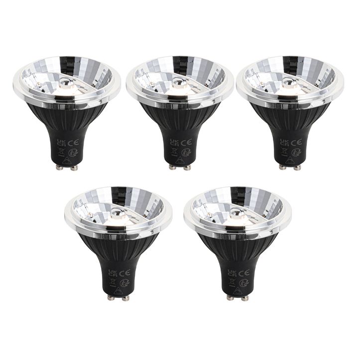 qazqa Set van 5 GU10 dimbare LED lamp 70mm 6.5W 600 lm 3000K