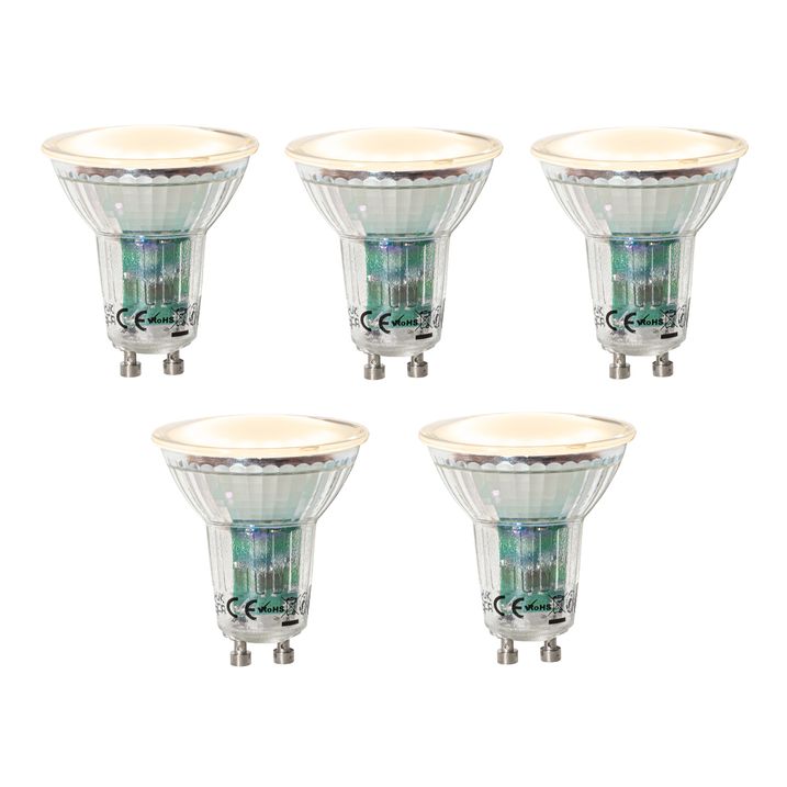 qazqa Set van 5 GU10 dimbare LED lamp schemersensor 3W 200 lm 2200K