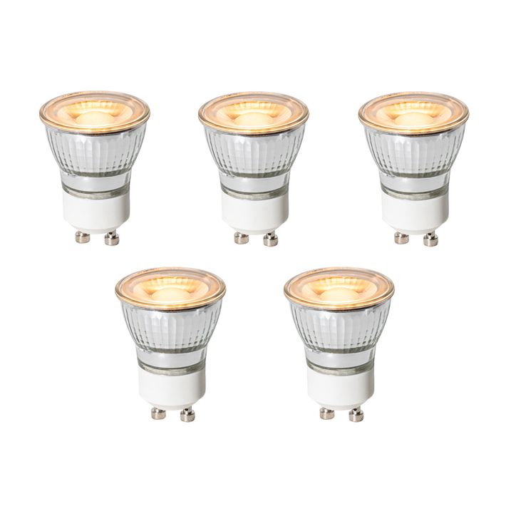 qazqa Set van 5 GU10 dimbare LED lampen 35mm 4W 200 lm 2200K