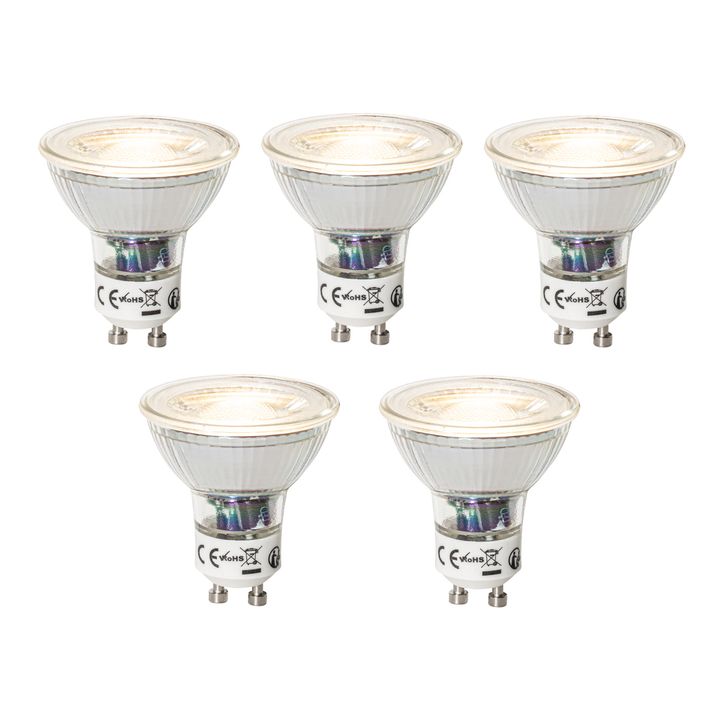 qazqa Set van 5 GU10 dimbare LED lampen 7W 600 lm 3000K