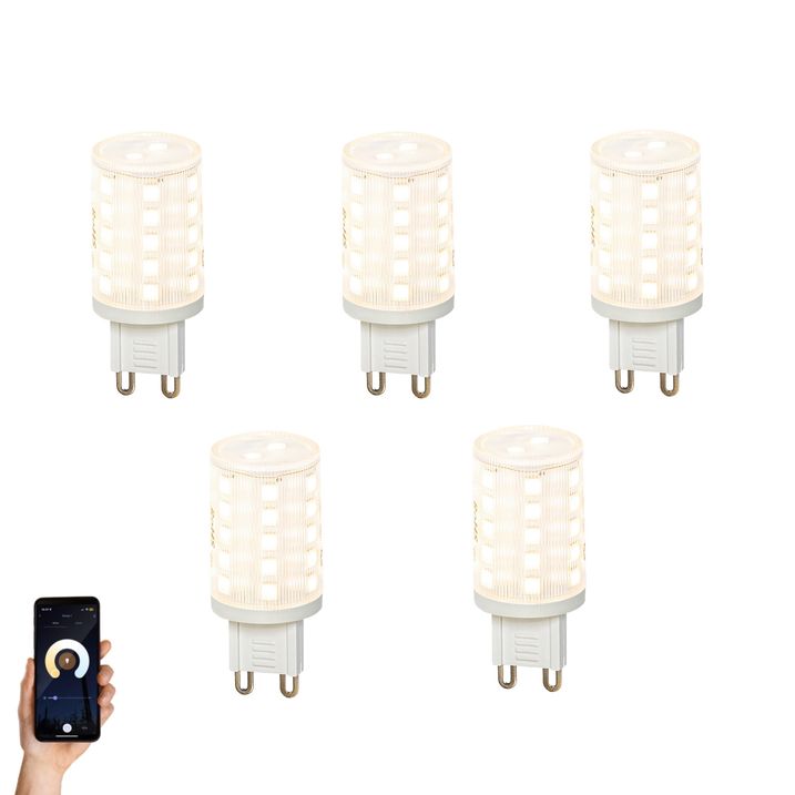 qazqa Set van 5 Smart G9 LED lampen 2 5W 250 lm 2700K