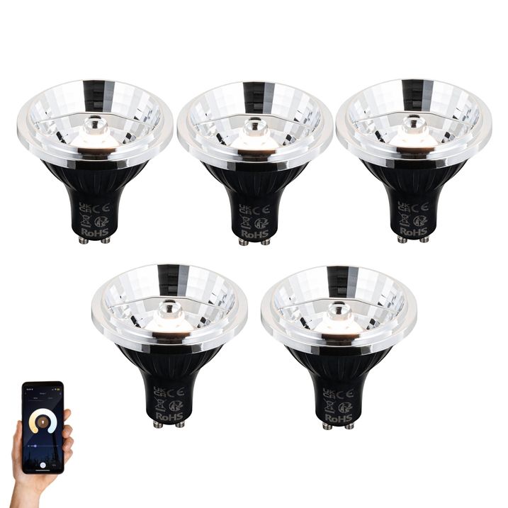 qazqa Set van 5 Smart GU10 dimbare LED lamp AR70 6W 500 lm 2200 - 6500K