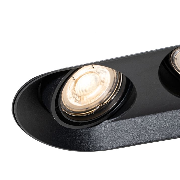 Qazqa Set Van 6 Afgeronde Inbouwspot Zwart GU10 50mm 2-lichts - Hubs