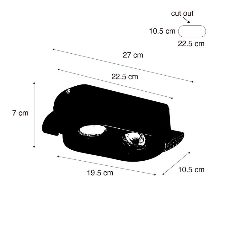Qazqa Set Van 6 Afgeronde Inbouwspot Zwart GU10 50mm 2-lichts - Hubs