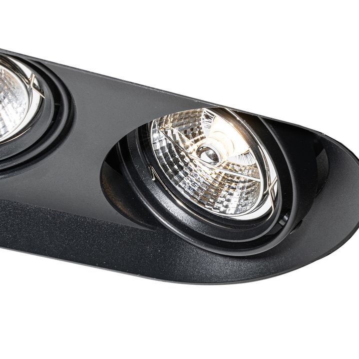 Qazqa Set Van 6 Afgeronde Inbouwspot Zwart GU10 70mm 2-lichts - Hubs