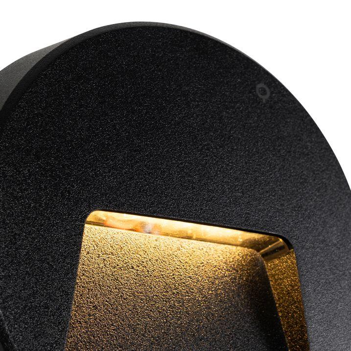 Qazqa Set Van 6 Buiten Wandlampen Zwart Rond Incl. LED IP65 - Gem