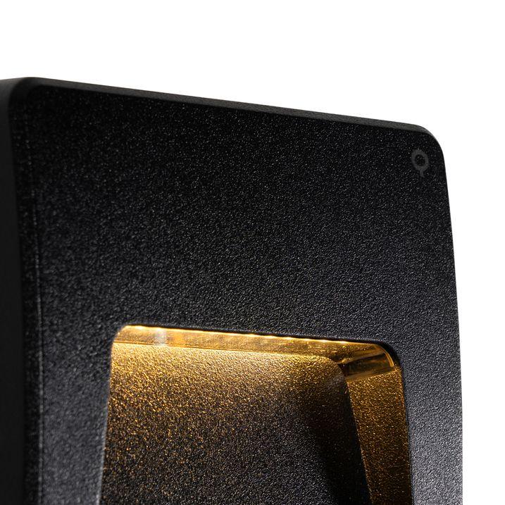 Qazqa Set Van 6 Buiten Wandlampen Zwart Vierkant Incl. LED IP65 - Gem