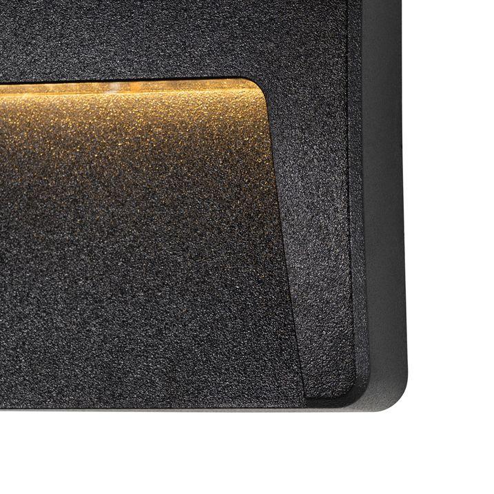 Qazqa Set Van 6 Buiten Wandlampen Zwart Vierkant Incl. LED IP65 - Gem