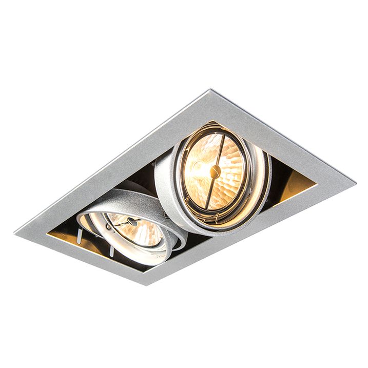 Qazqa Set Van 6 Inbouwspot Staal AR111 Verstelbaar 2-lichts - Oneon