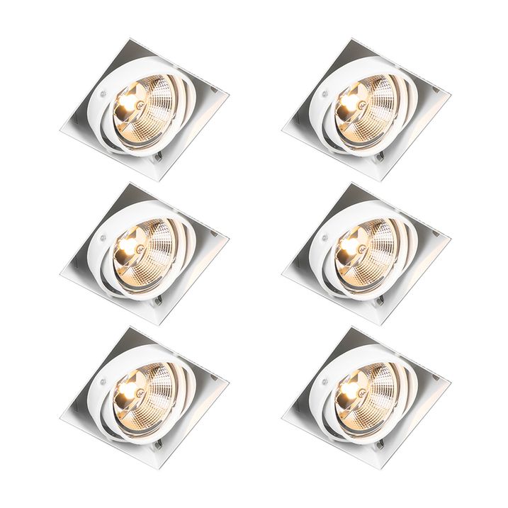 qazqa Set van 6 Inbouwspot wit GU10 AR111 trimless verstelbaar - Oneon qazqa Set van 6 Inbouwspot wit GU10 AR111 trimless verstelbaar - Oneon