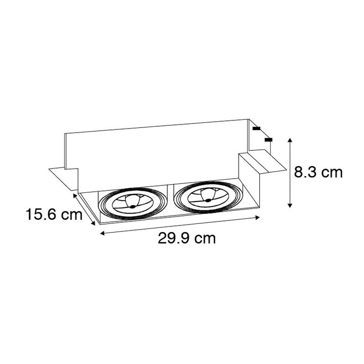 Qazqa Set Van 6 Inbouwspot Zwart AR111 Draai- En Kantelbaar Trimless 2-lichts - Oneon