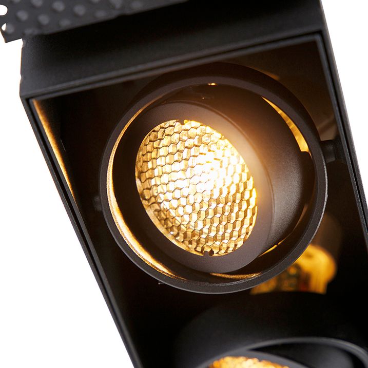 Qazqa Set Van 6 Inbouwspot Zwart Draai- En Kantelbaar Trimless 2-lichts - Oneon Honey