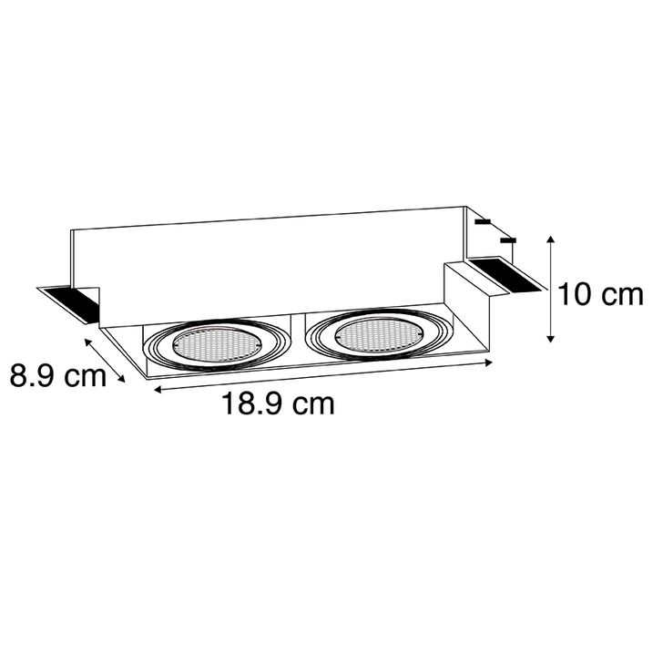 Qazqa Set Van 6 Inbouwspot Zwart Draai- En Kantelbaar Trimless 2-lichts - Oneon Honey