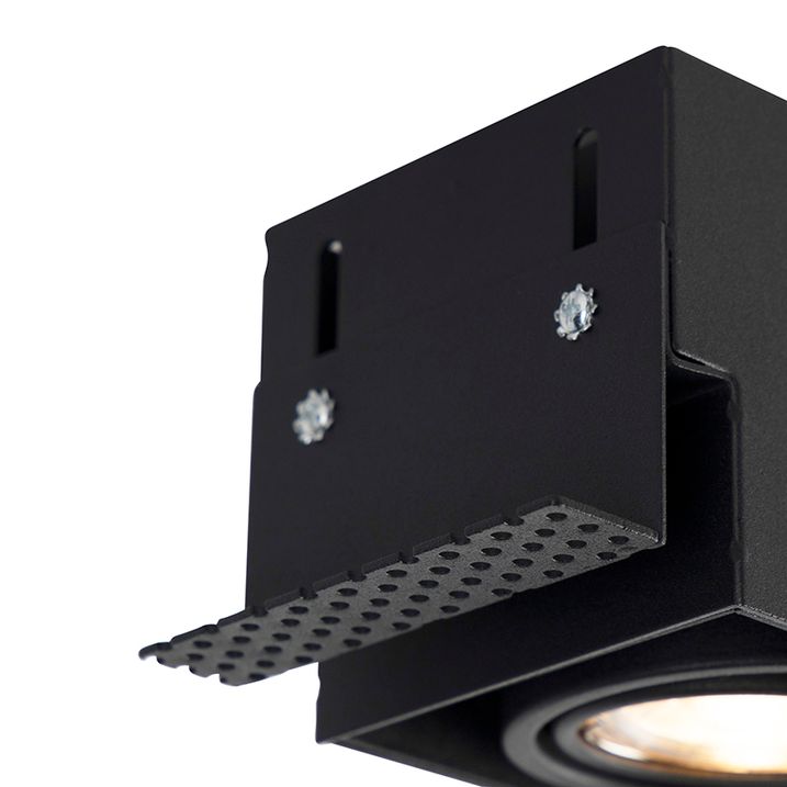 Qazqa Set Van 6 Inbouwspot Zwart Draai- En Kantelbaar Trimless 3-lichts - Oneon