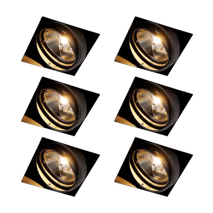 qazqa Set van 6 Inbouwspot zwart GU10 AR111 Trimless - Oneon qazqa Set van 6 Inbouwspot zwart GU10 AR111 Trimless - Oneon