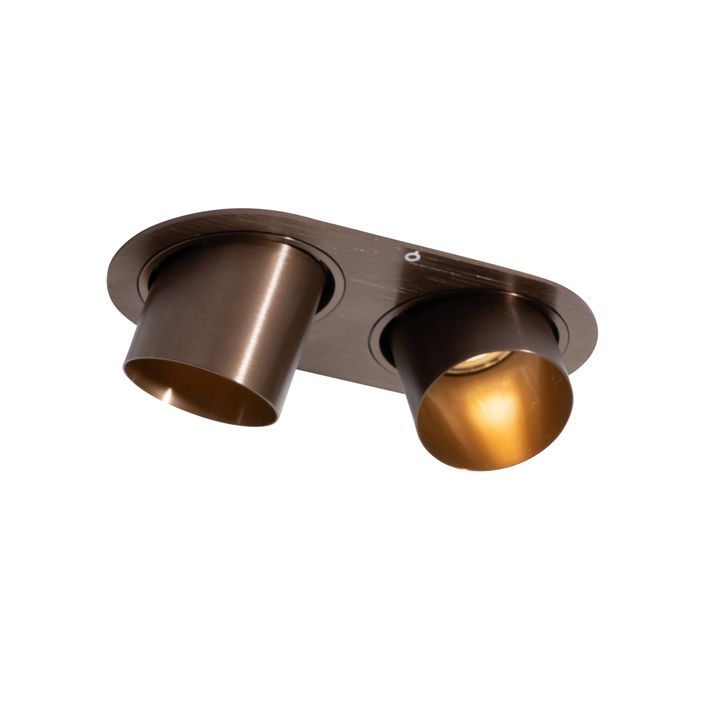 Qazqa Set Van 6 Inbouwspots Donkerbrons GU10 50mm 2-lichts - Installa