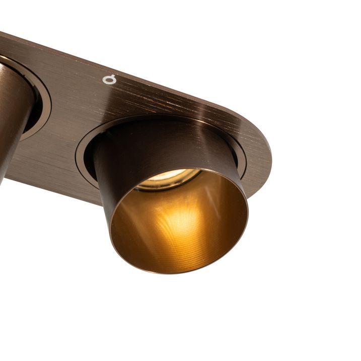 Qazqa Set Van 6 Inbouwspots Donkerbrons GU10 50mm 2-lichts - Installa