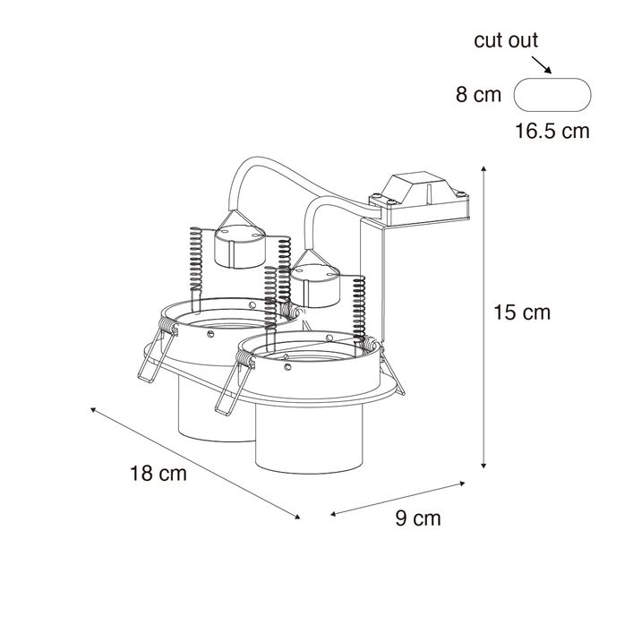 Qazqa Set Van 6 Inbouwspots Donkerbrons GU10 50mm 2-lichts - Installa