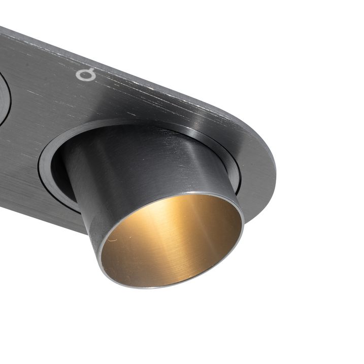 Qazqa Set Van 6 Inbouwspots Gunmetal GU10 35mm Kantelbaar 2-lichts - Installa