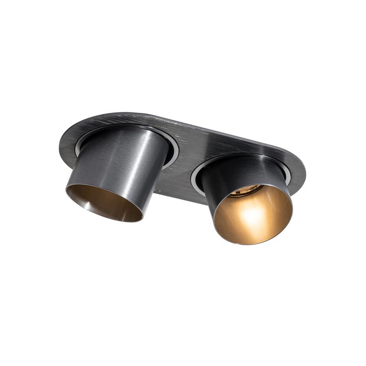Qazqa Set Van 6 Inbouwspots Gunmetal GU10 50mm 2-lichts - Installa