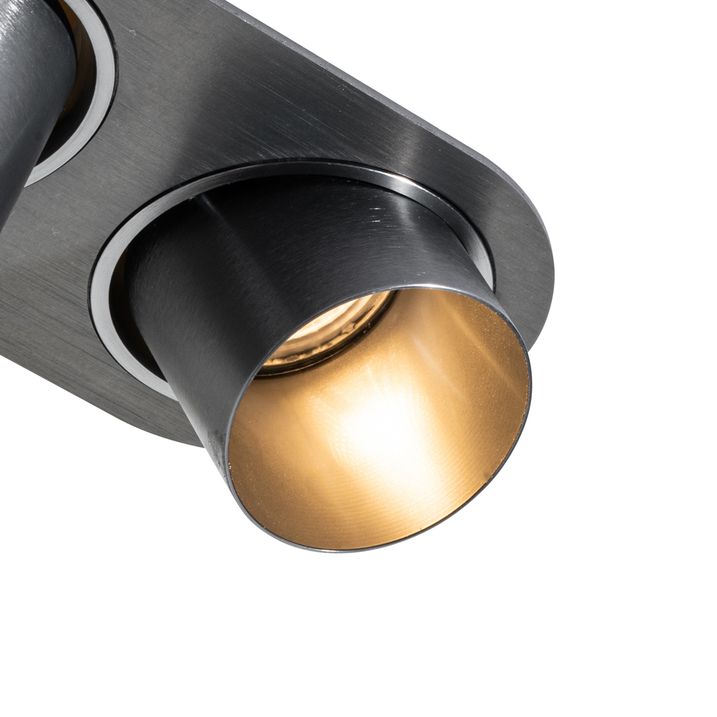 Qazqa Set Van 6 Inbouwspots Gunmetal GU10 50mm 2-lichts - Installa