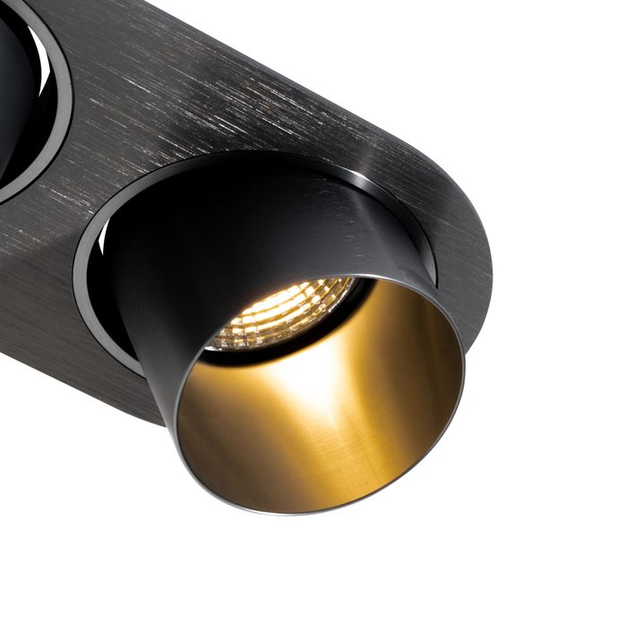 Qazqa Set Van 6 Inbouwspots Gunmetal GU10 70mm Kantelbaar 2-lichts - Installa