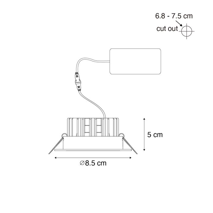 Qazqa Set Van 6 Inbouwspots Wit 6 8cm Incl. LED 750 Lm Dimbaar IP23 - Gaius