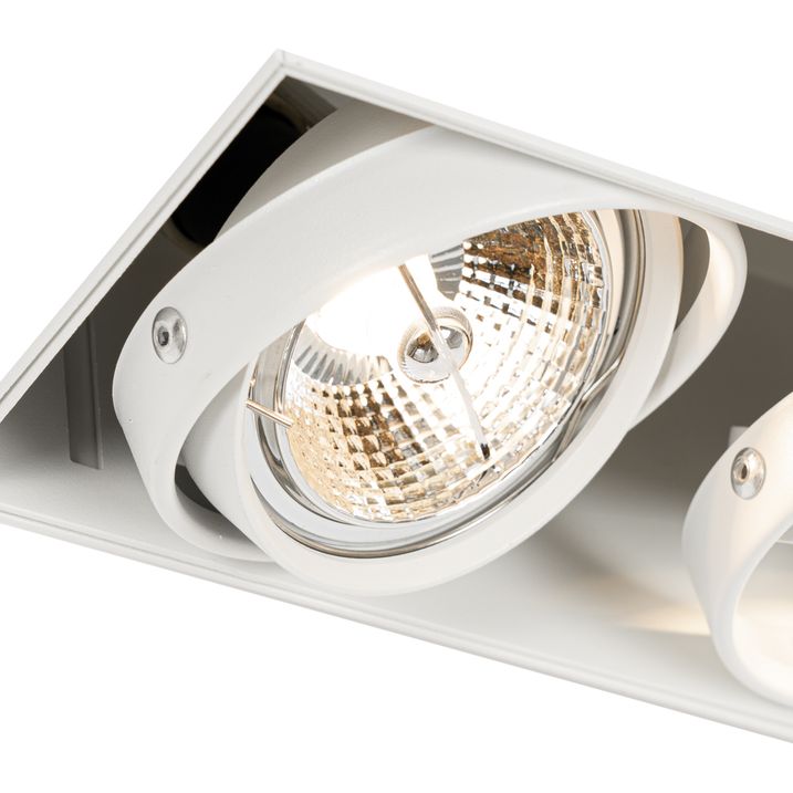 Qazqa Set Van 6 Inbouwspots Wit GU10 50mm 2-lichts Trimless - Oneon