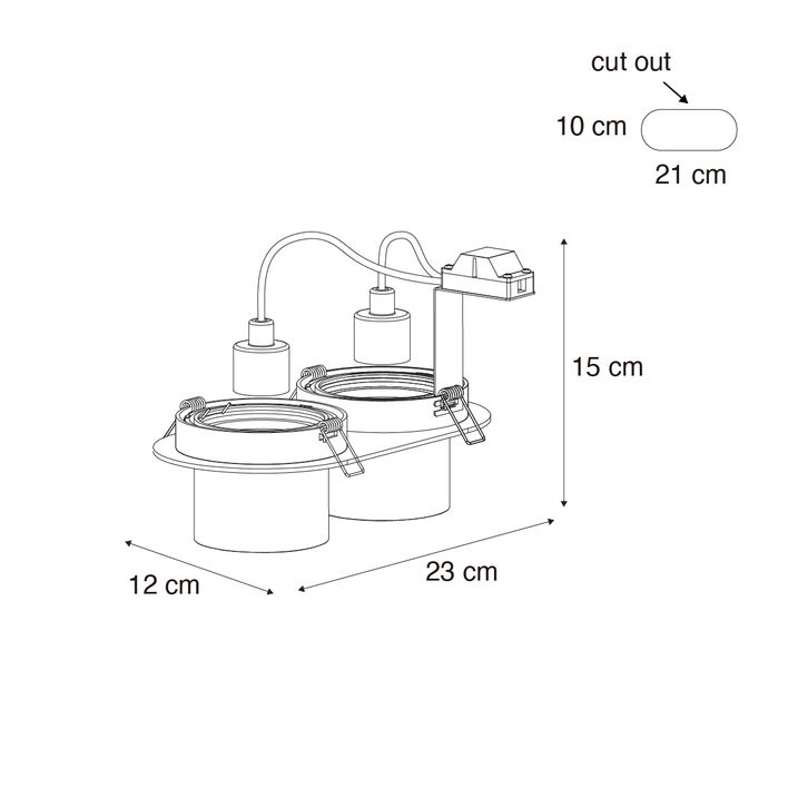 Qazqa Set Van 6 Inbouwspots Wit GU10 70mm Kantelbaar 2-lichts - Installa