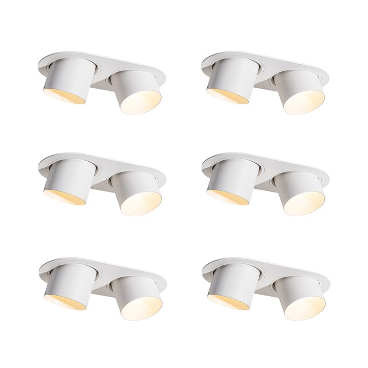 qazqa Set van 6 inbouwspots wit GU10 70mm kantelbaar 2-lichts - Installa