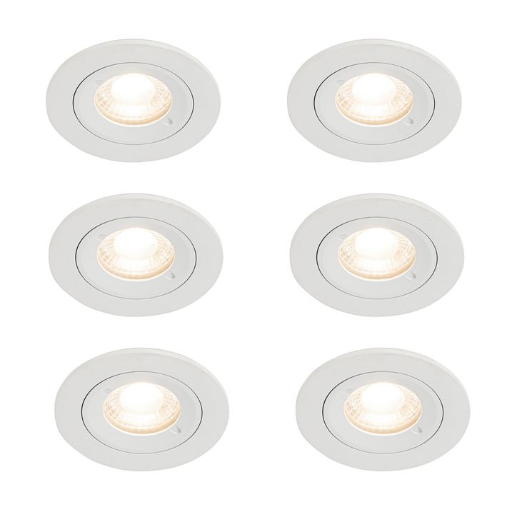 qazqa Set van 6 inbouwspots wit rond GU10 50mm IP44 - Xena qazqa Set van 6 inbouwspots wit rond GU10 50mm IP44 - Xena