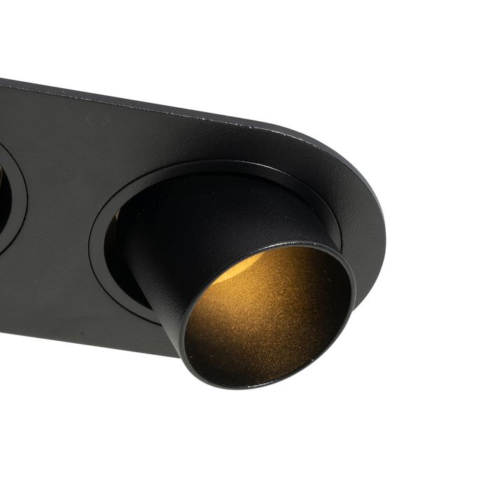 Qazqa Set Van 6 Inbouwspots Zwart GU10 35mm Kantelbaar 2-lichts - Installa