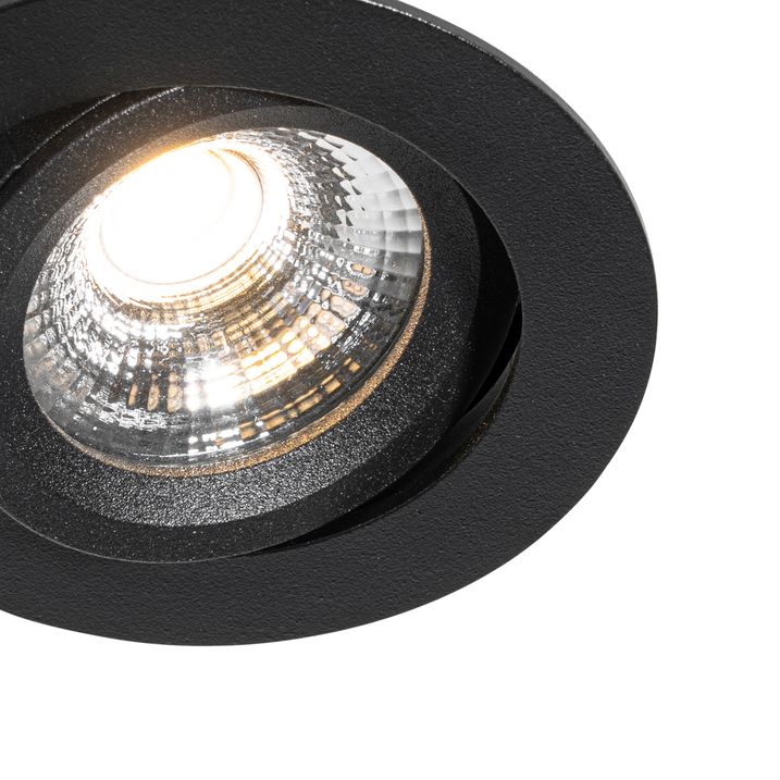 Qazqa Set Van 6 Inbouwspots Zwart Kantelbaar 8 2cm Incl. LED Dim To IP54 Ultra Slim - Pupil