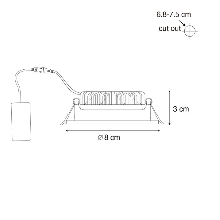 Qazqa Set Van 6 Inbouwspots Zwart Kantelbaar 8 2cm Incl. LED Dim To IP54 Ultra Slim - Pupil