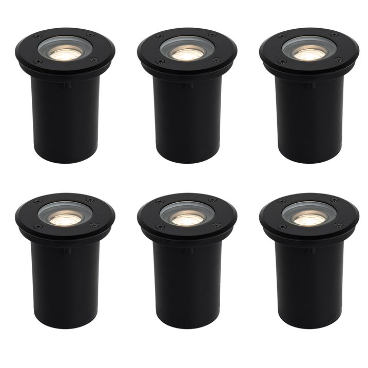 qazqa Set van 6 moderne buiten grondspots zwart 35 mm verstelbaar IP65 - Delux