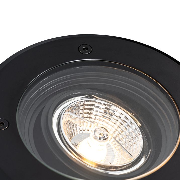 Qazqa Set Van 6 Moderne Buiten Grondspots Zwart AR70 Verstelbaar IP65 - Delux