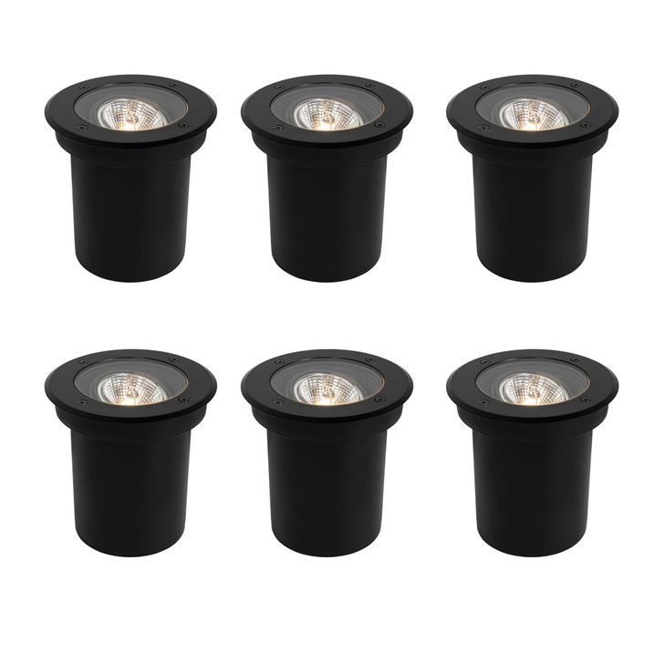 qazqa Set van 6 moderne buiten grondspots zwart AR70 verstelbaar IP65 - Delux