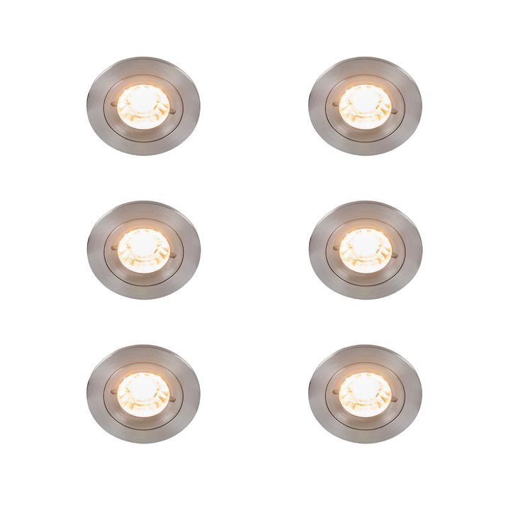 qazqa Set van 6 Moderne inbouwspot staal rond IP44 - Xena