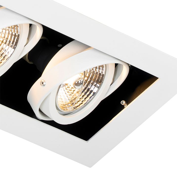 Qazqa Set Van 6 Moderne Inbouwspot Wit 2-lichts Verstelbaar - Oneon 70