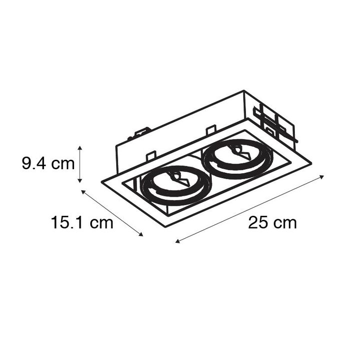Qazqa Set Van 6 Moderne Inbouwspot Wit 2-lichts Verstelbaar - Oneon 70