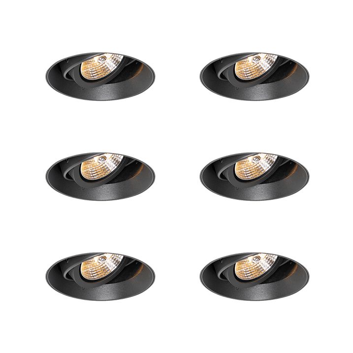 qazqa Set van 6 Moderne inbouwspot zwart GU10 AR70 rond trimless - Oneon qazqa Set van 6 Moderne inbouwspot zwart GU10 AR70 rond trimless - Oneon