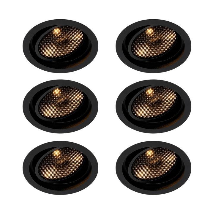 qazqa Set van 6 Moderne inbouwspot zwart verstelbaar - Coop 111 Honey qazqa Set van 6 Moderne inbouwspot zwart verstelbaar - Coop 111 Honey
