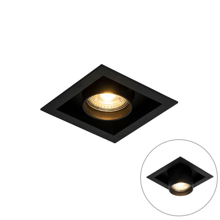Qazqa Set Van 6 Moderne Inbouwspot Zwart Verstelbaar - Roof
