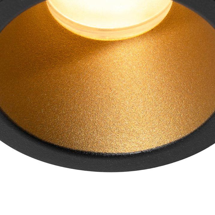 Qazqa Set Van 6 Moderne Inbouwspots Zwart Met Goud GU10 35mm IP44 - Dept